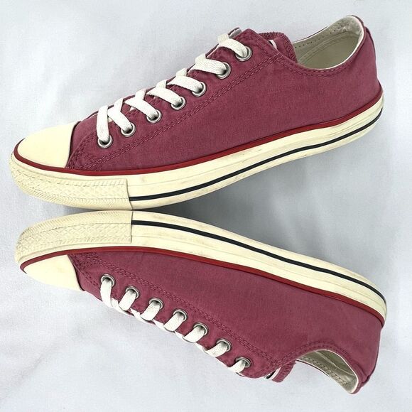 Converse Chuck Taylor All Star Port Red Washed Canvas Low Tops Mens 9 Womens 11 - Picture 4 of 10